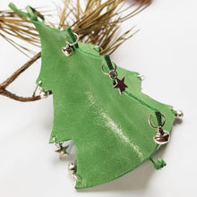 Load image into Gallery viewer, Leather Christmas Tree Decoration - Green - Shadowcrafts