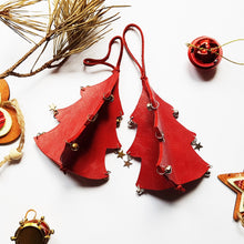 Load image into Gallery viewer, Leather Christmas Tree Decoration - Red - Shadowcrafts