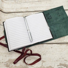 Load image into Gallery viewer, Leather covered notebook - Shadow Crafts - recycled Leather - stationery lovers