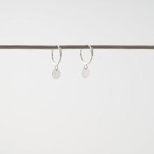 Load image into Gallery viewer, Sterling Silver Coin Charm Hoop Earrings - Maxwell Harrison Jewellery - gift idea