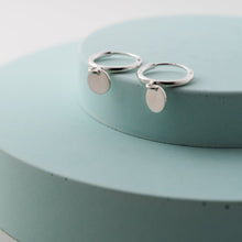 Load image into Gallery viewer, Sterling Silver Coin Charm Hoop Earrings - Maxwell Harrison Jewellery - gift idea