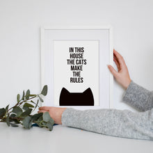 Load image into Gallery viewer, In this house the cat/cats make the rules - A4 Print - Purple Tree Designs - cat lovers