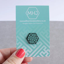 Load image into Gallery viewer, Geometric Design Enamel Pin - Sayagata pattern - Maxwell Harrison Jewellery