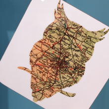 Load image into Gallery viewer, Vintage Map Coaster - wildlife silhouette - Yorkshire, Leeds - Studio Seven