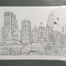 Load image into Gallery viewer, Leeds Landmarks Collage Illustration - A4 print - Art by Arjo - Leeds artwork
