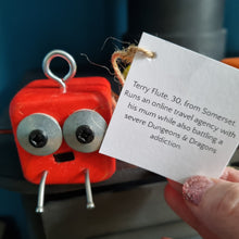 Load image into Gallery viewer, Scraplet - Small - Terry Flute - Wood robot figure