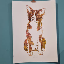 Load image into Gallery viewer, Vintage Map Style Print - A4 - Collie Dog Silhouette - Leeds Map