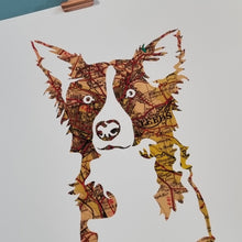 Load image into Gallery viewer, Vintage Map Style Print - A4 - Collie Dog Silhouette - Leeds Map