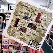 Load image into Gallery viewer, Leeds Illustrated Map - 12" Square Print - MountainManDraws