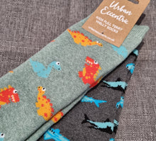 Load image into Gallery viewer, Childrens welly socks - Dinosaur and Shark 2 pack welly socks - Urban Eccentric