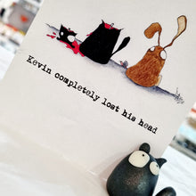 Load image into Gallery viewer, Kevin the Cat Art Print - Kevin loses his head - York Stone Buddies