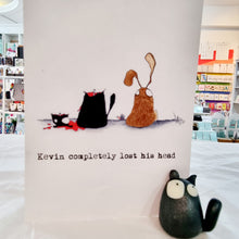 Load image into Gallery viewer, Kevin the Cat Art Print - Kevin loses his head - York Stone Buddies