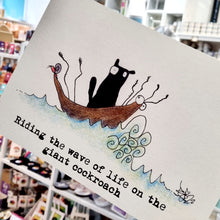 Load image into Gallery viewer, Kevin the Cat Art Print - Giant Cockroach - York Stone Buddies