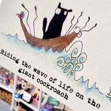 Load image into Gallery viewer, Kevin the Cat Art Print - Giant Cockroach - York Stone Buddies