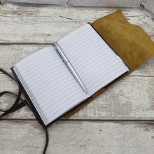 Load image into Gallery viewer, Leather covered notebook - Shadow Crafts - recycled Leather - stationery lovers