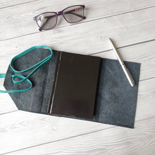 Load image into Gallery viewer, Leather covered notebook - Shadow Crafts - recycled Leather - stationery lovers