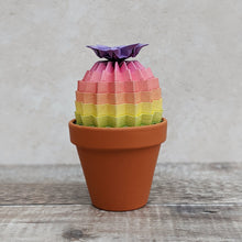 Load image into Gallery viewer, Pastel Multi coloured Origami Cactus with flower - Paper Cacti - Origami Blooms