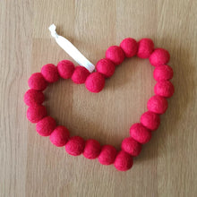 Load image into Gallery viewer, Large Heart - Felt Ball Hanging Decoration - Red, Pink, White - Useless Buttons