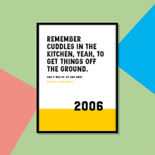 Load image into Gallery viewer, Song Lyrics Print - Cuddles in the Kitchen / Mardy Bum - Arctic Monkeys - JAM Artworks