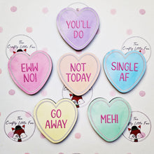 Load image into Gallery viewer, Heart shaped coaster - Meh - Disinterested Range - The Crafty Little Fox