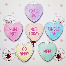 Load image into Gallery viewer, Heart Shaped Magnets - Disinterested Range - Lots of sayings to choose - The Crafty Little Fox