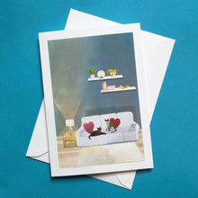 Load image into Gallery viewer, Cats Love Cushions - Valentines / Anniverary Card - Illustrator Kate - Cat Lovers