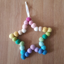Load image into Gallery viewer, Pastel Rainbow Star - Felt Ball Hanging Decoration - Useless Buttons