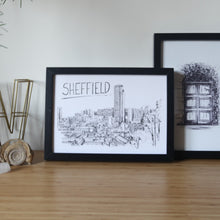Load image into Gallery viewer, Sheffield Skyline Art Print - A4 size - Christopher Walster