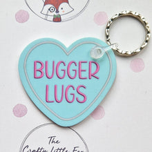 Load image into Gallery viewer, Yorkshire Sayings Heart Shaped Keyrings - Lots of sayings to choose - The Crafty Little Fox