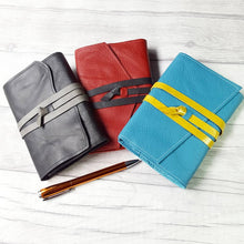 Load image into Gallery viewer, Leather covered notebook - Shadow Crafts - recycled Leather - stationery lovers