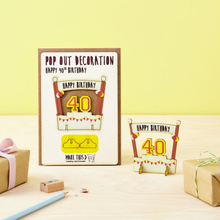 Load image into Gallery viewer, 40th Birthday - Wooden Pop Out Card and Decoration - card and gift in one - The Pop Out Card Company