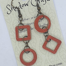 Load image into Gallery viewer, Leather Cutout Drop Earrings - Mismatched Shape - Shadow Crafts