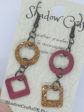 Load image into Gallery viewer, Leather Cutout Drop Earrings - Mismatched Shape - Shadow Crafts