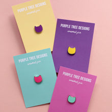 Load image into Gallery viewer, Colourful Mini cat enamel pin - cat lovers - Purple Tree Designs