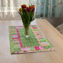 Load image into Gallery viewer, Table Centre green, pink, yellow - table runner - tableware - patchwork - Indigo Plum Creations