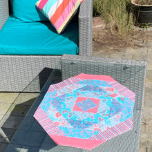 Load image into Gallery viewer, Table Centre turquoise grey coral - patchwork - tableware - Indigo Plum Creations