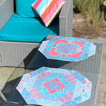 Load image into Gallery viewer, Placemats turquoise grey coral - patchwork - tableware - Indigo Plum Creations
