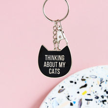 Load image into Gallery viewer, Thinking about my cat/cats keyring - cat lovers - Purple Tree Designs - key ring