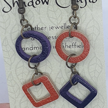 Load image into Gallery viewer, Leather Cutout Drop Earrings - Mismatched Shape - Shadow Crafts