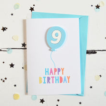 Load image into Gallery viewer, Balloon Birthday Card - Age 9 - Altered Chic