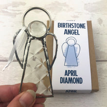 Load image into Gallery viewer, Birthstone Angel - April/Diamond - Stained Glass Decoration - GlassHouse Design