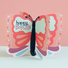 Load image into Gallery viewer, Butterfly Birthday Card - 3D pop up card - Raspberry Blossom