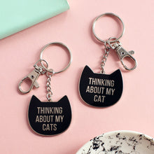 Load image into Gallery viewer, Thinking about my cat/cats keyring - cat lovers - Purple Tree Designs - key ring