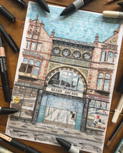 Load image into Gallery viewer, Grand Arcade - A4 print - Art by Arjo - Leeds artwork