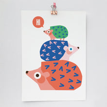 Load image into Gallery viewer, Animal Stack A4 Print - Ladybird, Hedgehog, Turtle, Snail - Emily Spikings