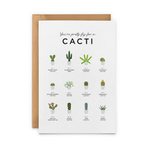 Load image into Gallery viewer, You're pretty fly for a Cacti - greetings card with cutout houseplant care guide - Everlong Print Co
