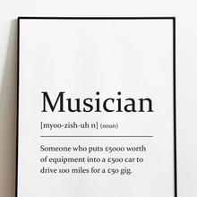 Load image into Gallery viewer, Sarcastic dictionary definition Print - Musician - A4 Print - The Crafty Little Fox
