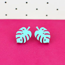 Load image into Gallery viewer, Monstera Leaf Stud Earrings - Acrylic Earrings - Wooden Earrings - Silly Loaf