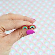 Load image into Gallery viewer, Rainbow Stud Earrings - Wooden Earrings - Silly Loaf