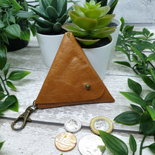 Load image into Gallery viewer, Leather Earphone Pouch/Coin Purse Keyring - Shadow Craft - Recycled Leather